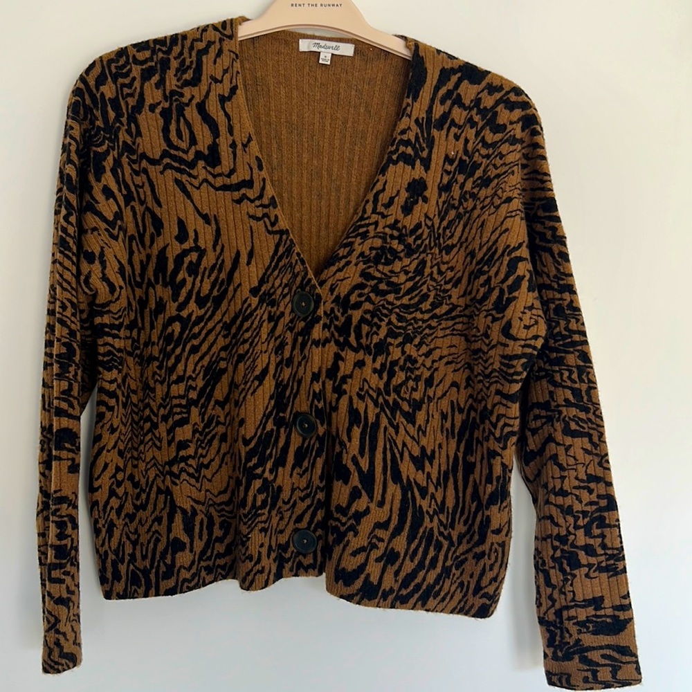 Tigerized Madewell Cameron Ribbed Cardigan Sweater in Coziest Yarn Size S
